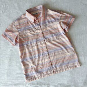 Columbia women's shirt pink button down blouse striped shirt sportwear